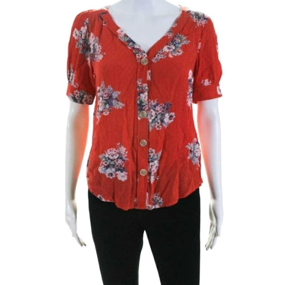 Anthropologie Maeve Floral Button Down Blouse Top Women's Size 00P